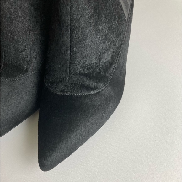 Kenneth Cole Black Genuine Leather Real Fur Point Toe Heeled Ankle Boots size 9 - Picture 8 of 16